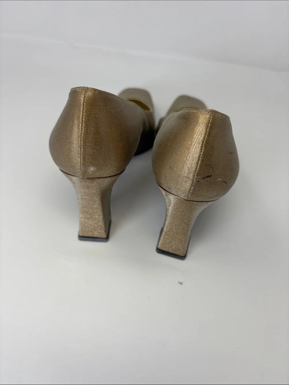 Stuart Weitzman Shimmery Gold Square-Toe Pumps